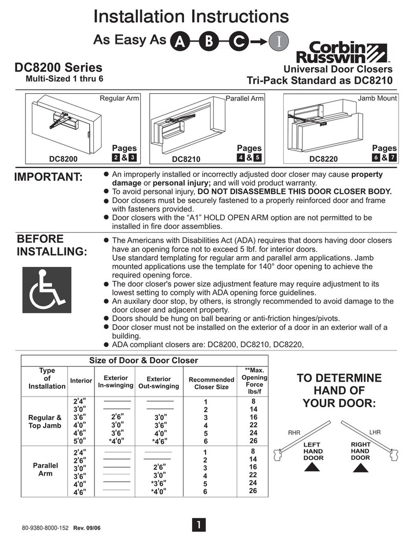 Corbin Russwin DC8200 Series installation instructions