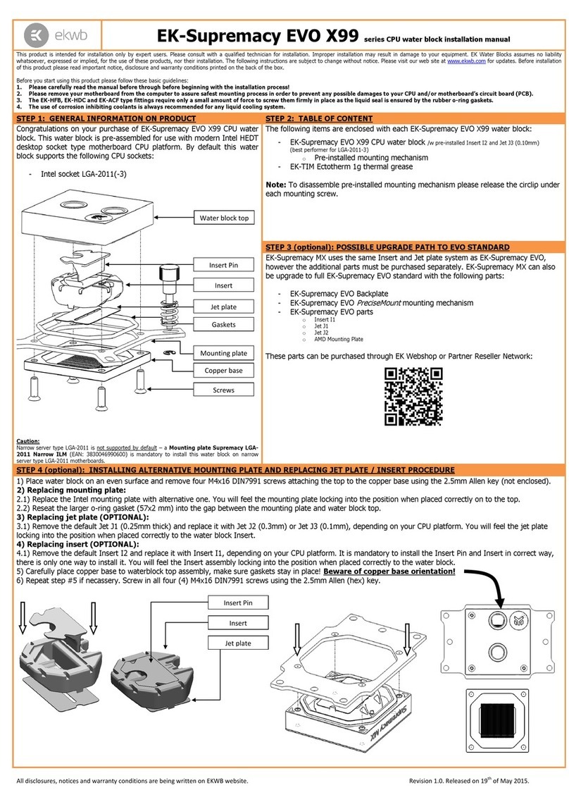 ekwb EK-Supremacy EVO X99 Series installation manual