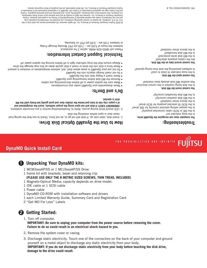 Fujitsu DynaMO MCM3 AP Series Quick install card