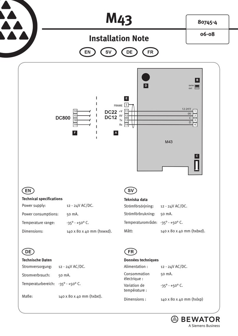 Bewator M43 Installation note