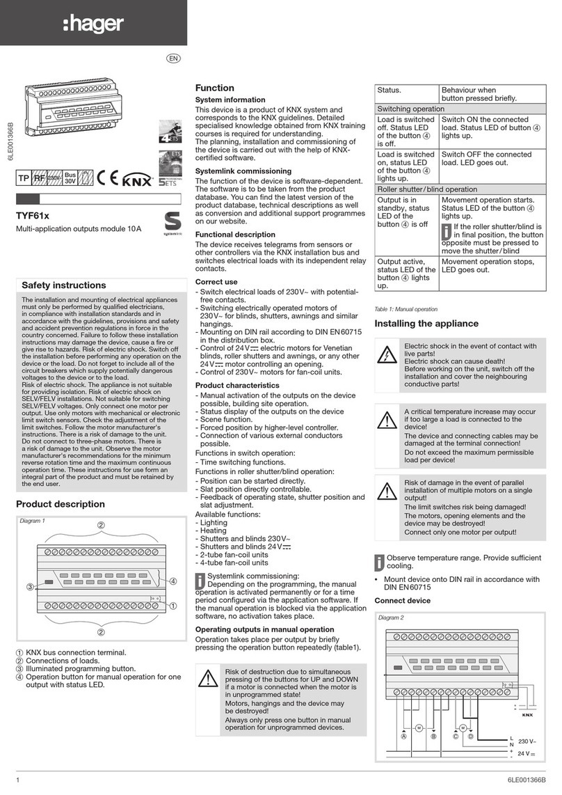 hager TYF61 Series manual
