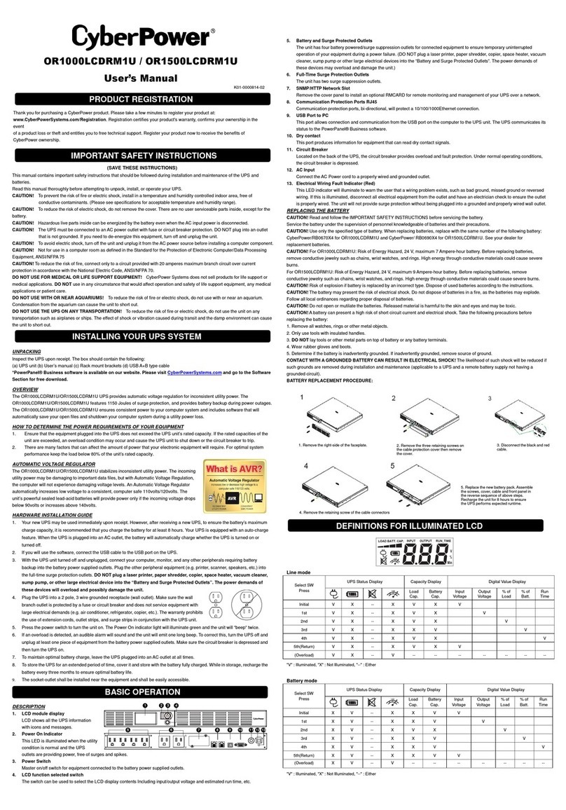 CyberPower OR1000LCDRM1U user manual CyberPower OR1000LCDRM1U user manual