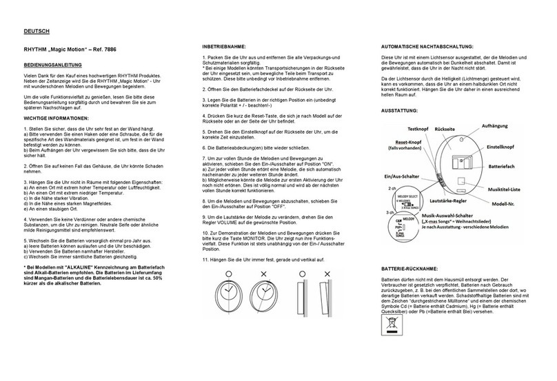 RHYTHM Magic Motion 7886 Operation manual