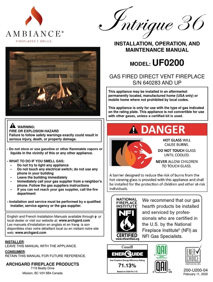 Ambiance Fireplaces Intrigue 36 Installation, operation and maintenance manual Ambiance Fireplaces Intrigue 36 Installation, operation and maintenance manual