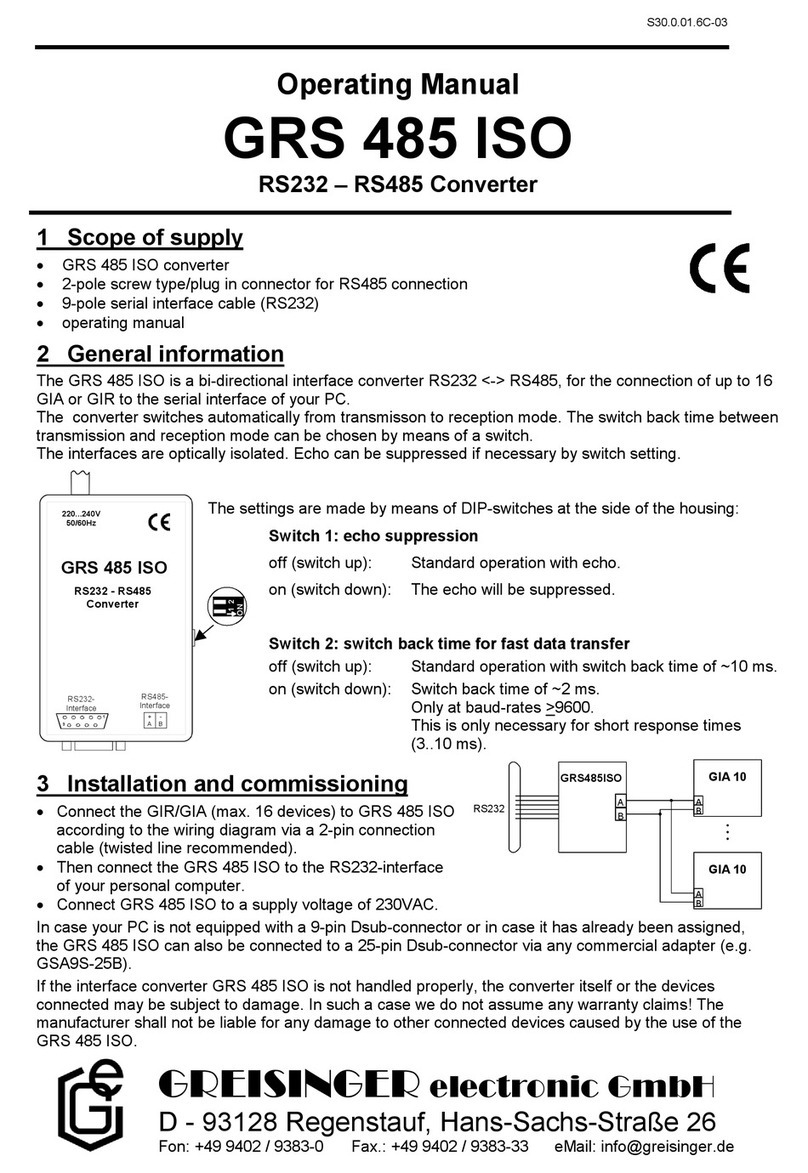 GREISINGER GRS 485 ISO User manual