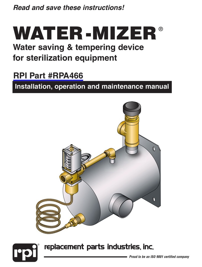 RPI WATER-MIZER RPA466 Installation, operation and maintenance manual