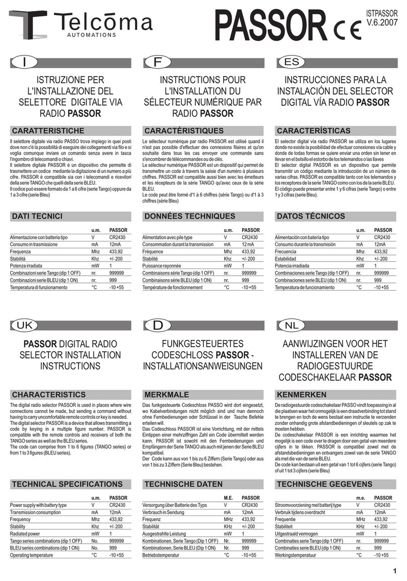 Telcoma Automations PASSOR installation instructions