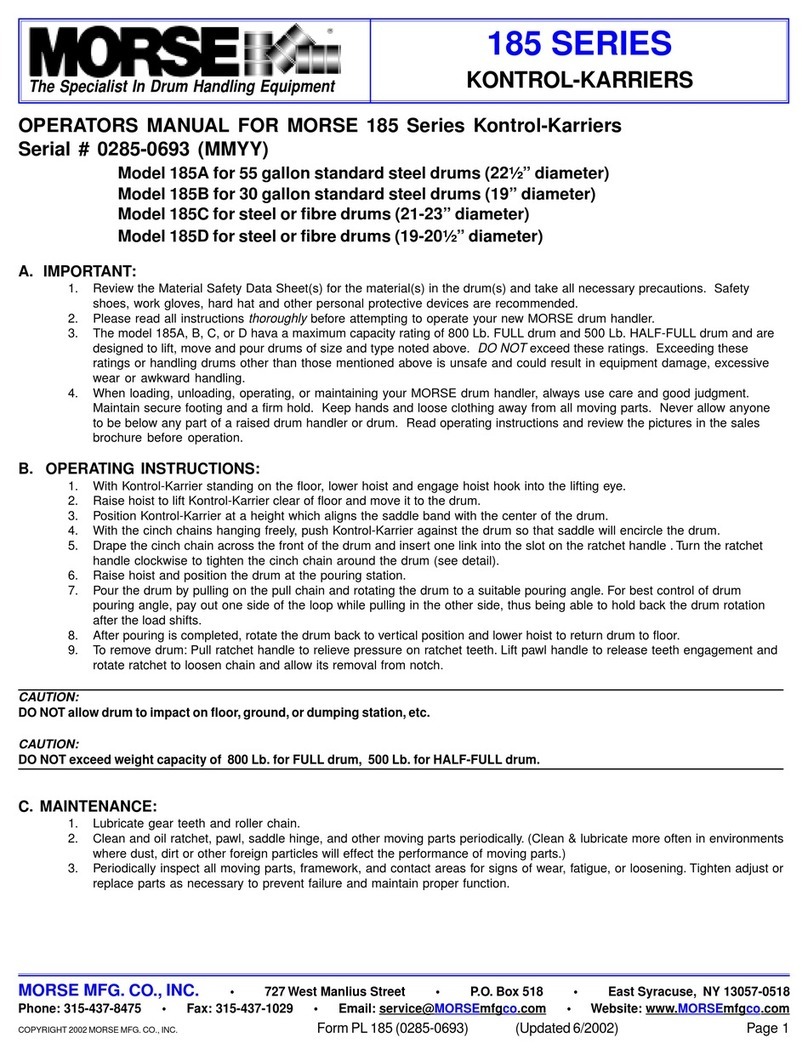 morse KONTROL-KARRIERS 185 Series User manual