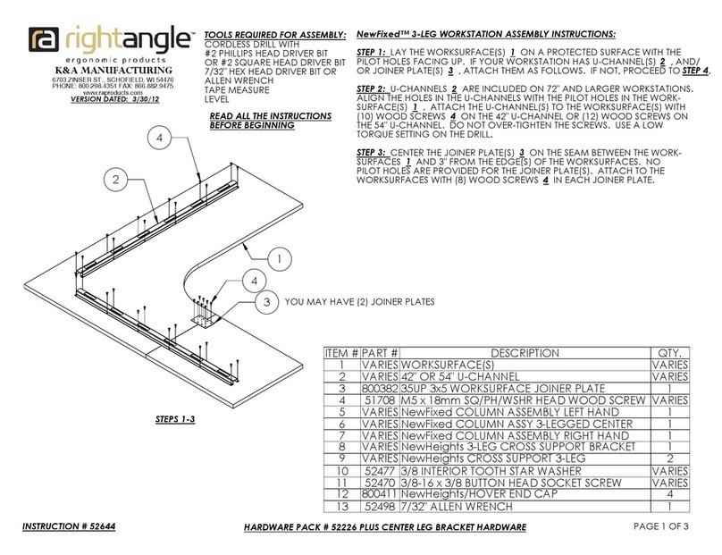 RIGHT ANGLE NewFixed 3-LEG WORKSTATION Assembly instructions