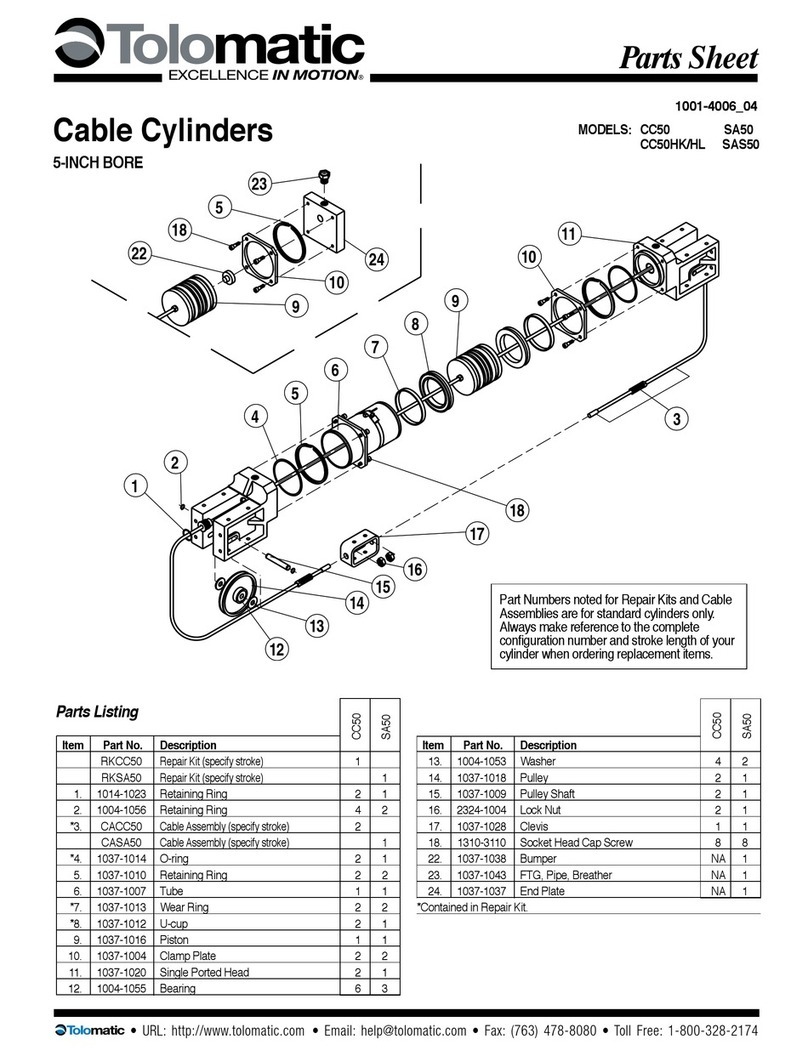 Tolomatic CC50 General Installation and Maintenance Instructions & Parts Sheet Tolomatic CC50 General Installation and Maintenance Instructions & Parts Sheet