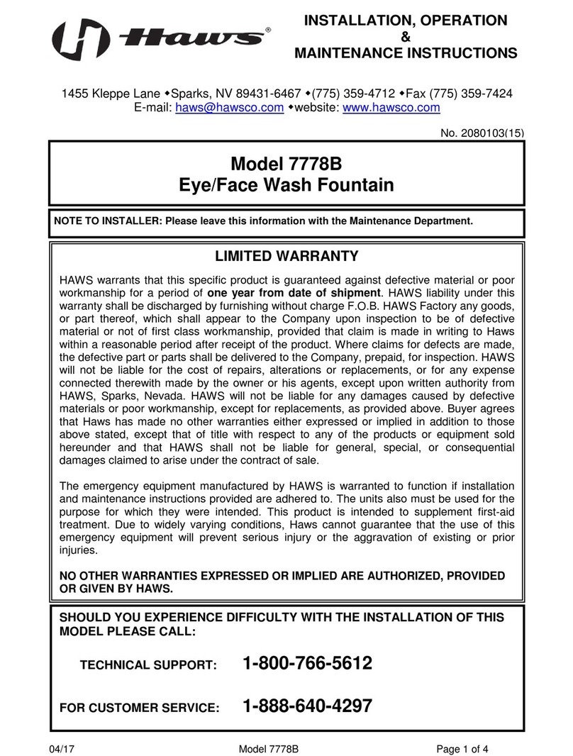 Haws 7778B Installation, operation & maintenance instructions