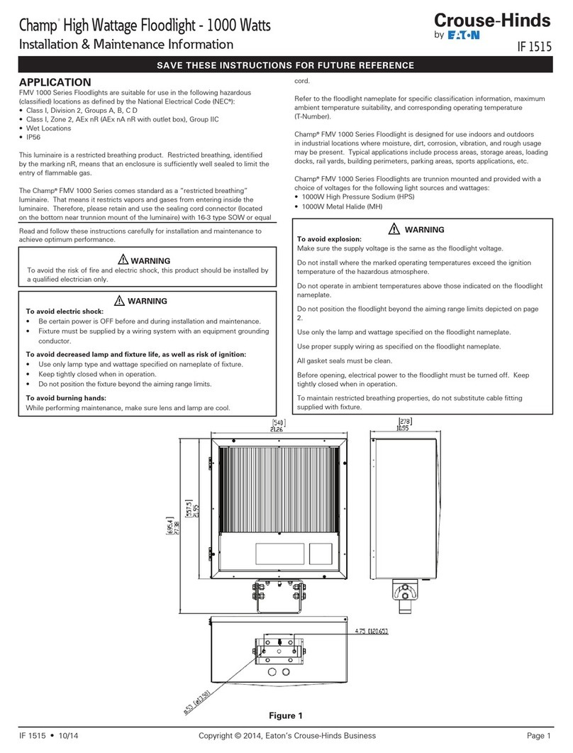 Eaton Crouse-Hinds Champ FMV 1000 Series Installation & maintenance information