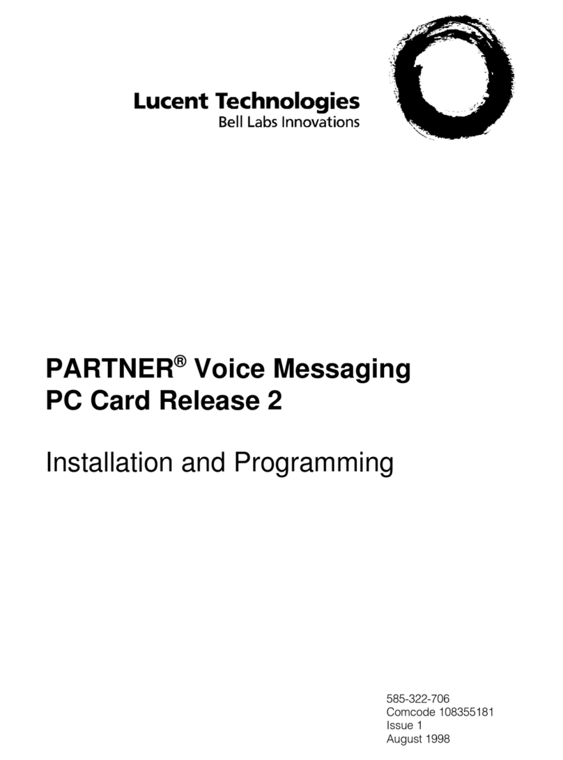 Lucent Technologies PARTNER Voice Messaging PC Card Release 2 Installation and Programming