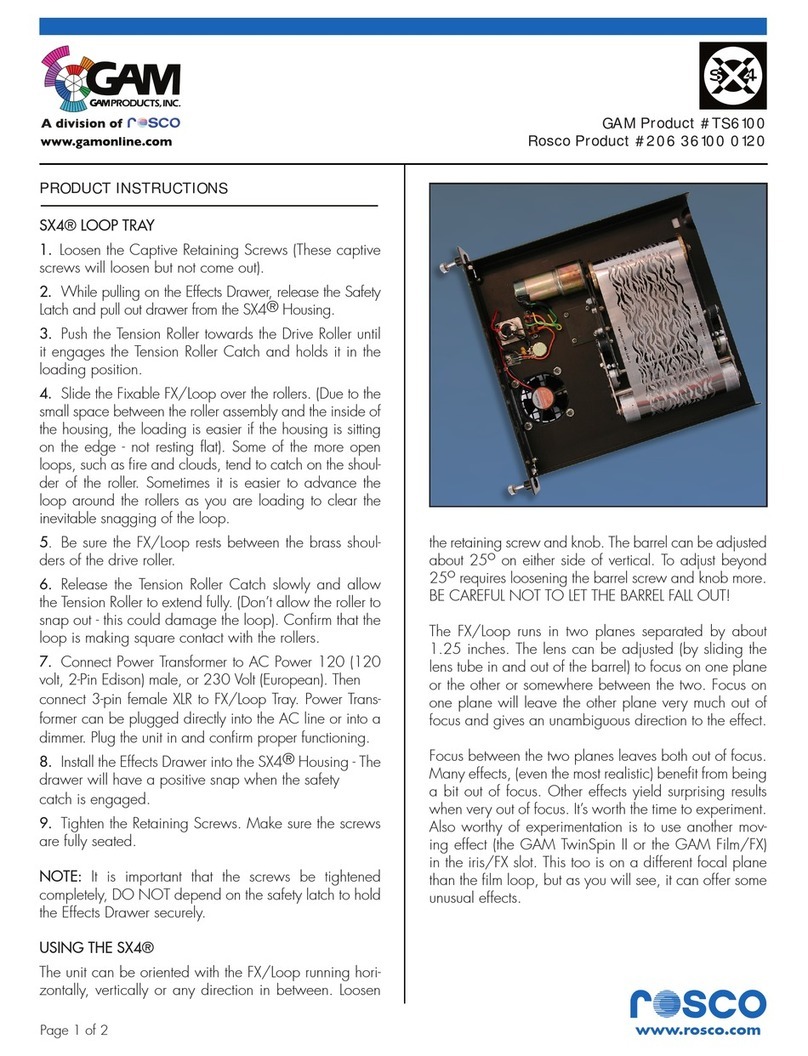 Rosco GAM SX4 LOOP TRAY Product instructions