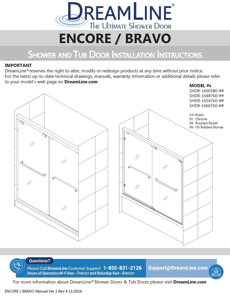 Dreamline ENCORE/BRAVO SHDR-1660580 Series User manual Dreamline ENCORE/BRAVO SHDR-1660580 Series User manual