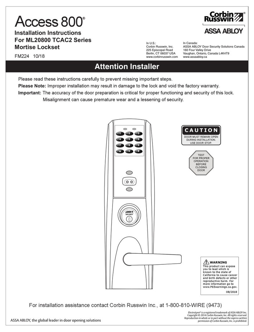Corbin Russwin ASSA ABLOY Access800 User manual
