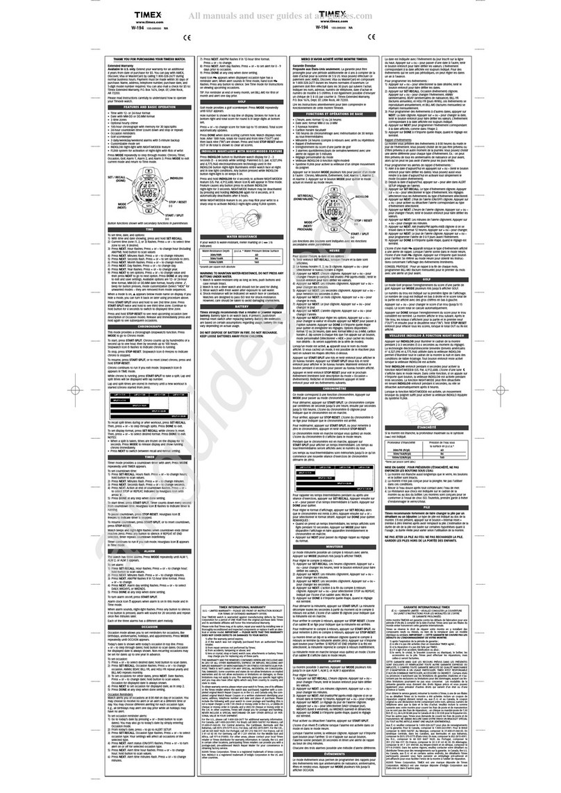 Timex W-194 User manual Timex W-194 User manual