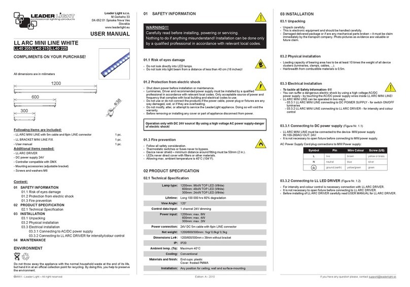 Leader Light LL ARC MINI LINE WHITE Series user manual Leader Light LL ARC MINI LINE WHITE Series user manual