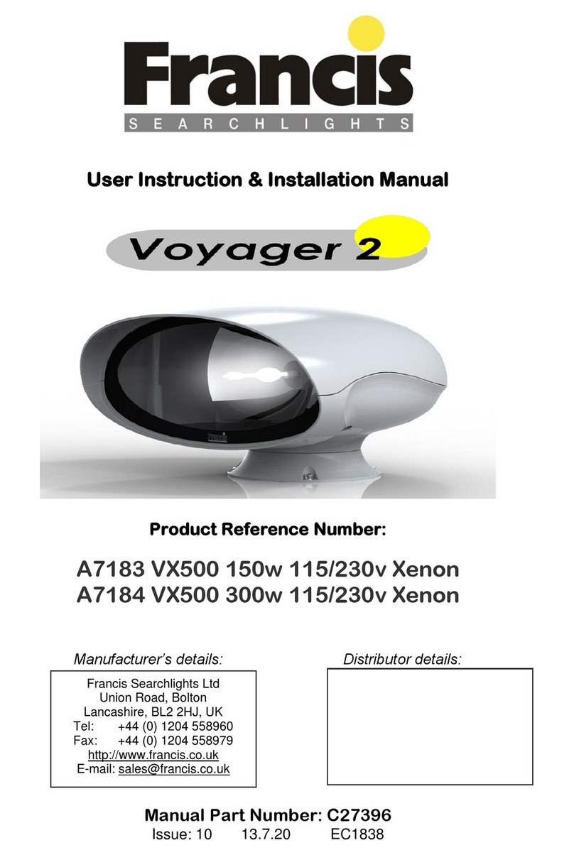Francis A7183 VX500 150w 115/230v Xenon User instruction & installation manual Francis A7183 VX500 150w 115/230v Xenon User instruction & installation manual