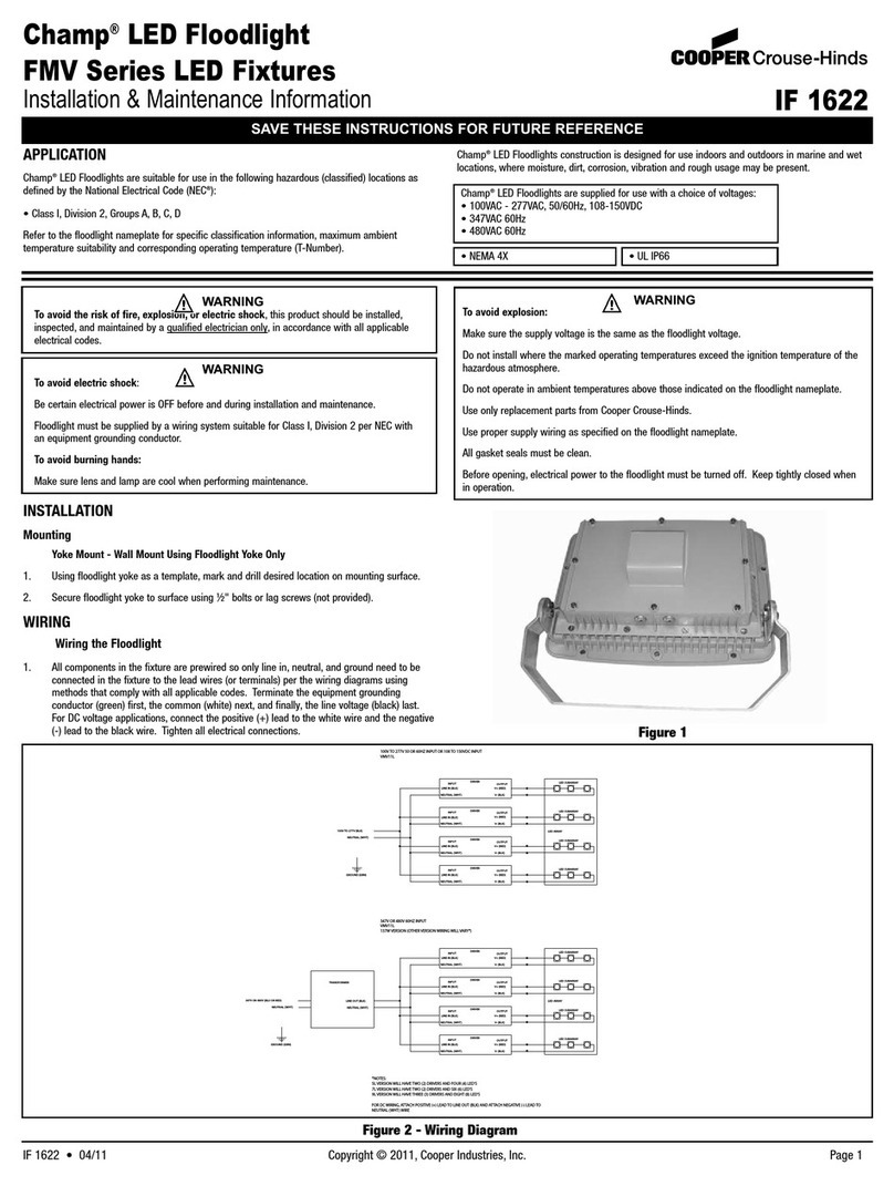 Cooper Crouse-Hinds Champ FMV Series Installation & maintenance information