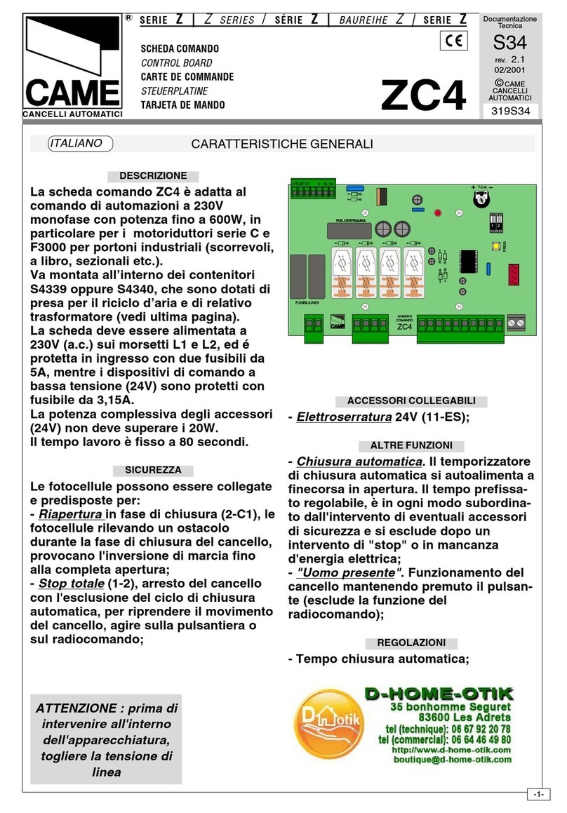 CAME Z Series Technical documentation