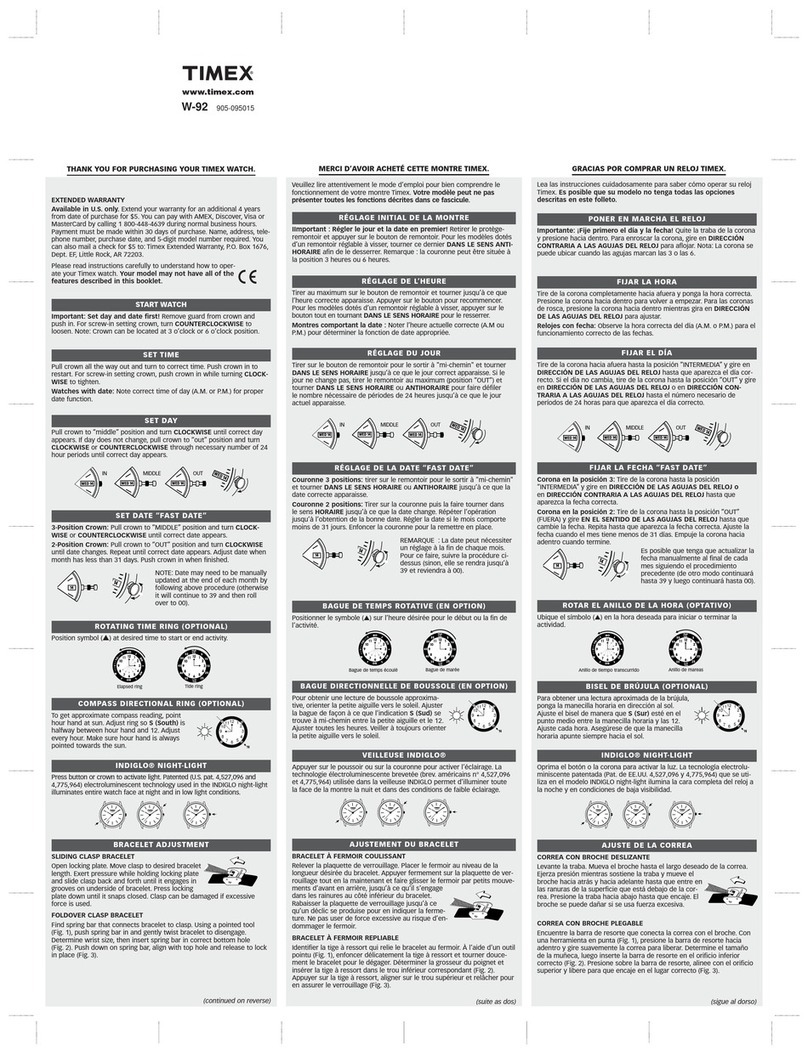 Timex W-92 User manual