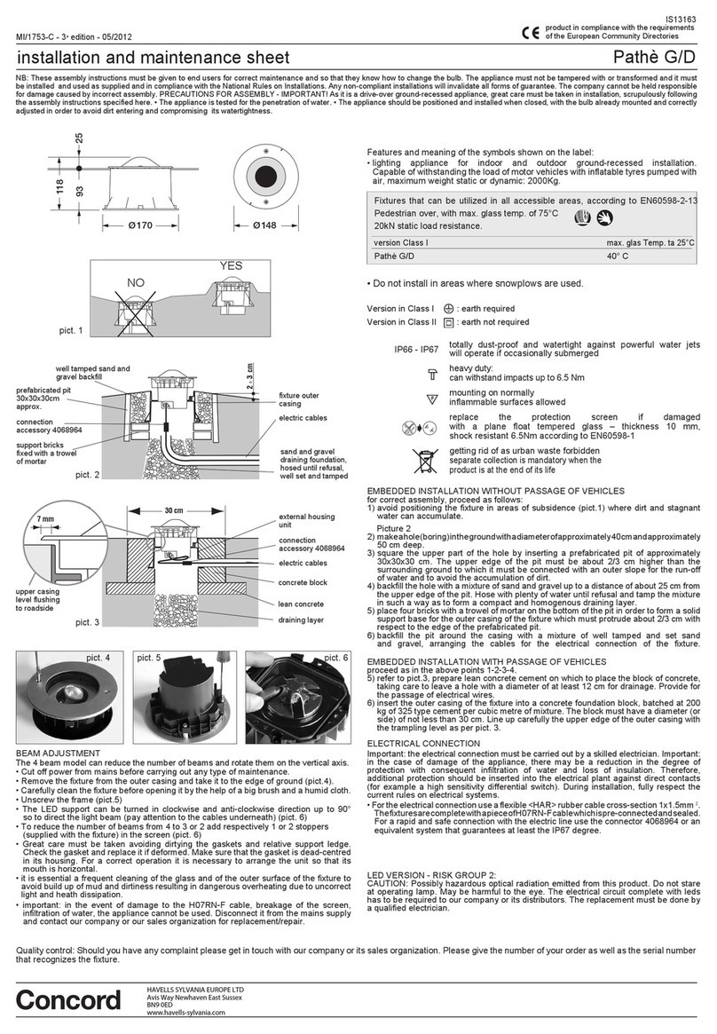 CONCORD Pathe G/D Installation and maintenance sheet CONCORD Pathe G/D Installation and maintenance sheet