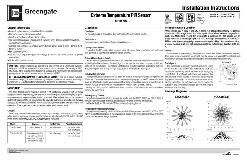 Cooper Controls Greengate OXC-P-1500-R installation instructions