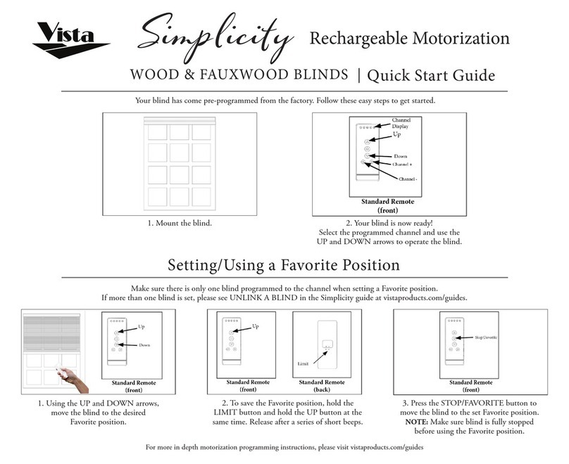 Vista Simplicity Rechargeable Motorization quick start guide Vista Simplicity Rechargeable Motorization quick start guide
