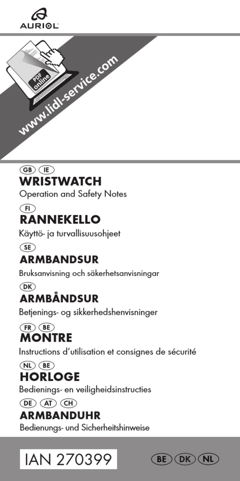 Auriol HG00076 Series Operation and safety notes