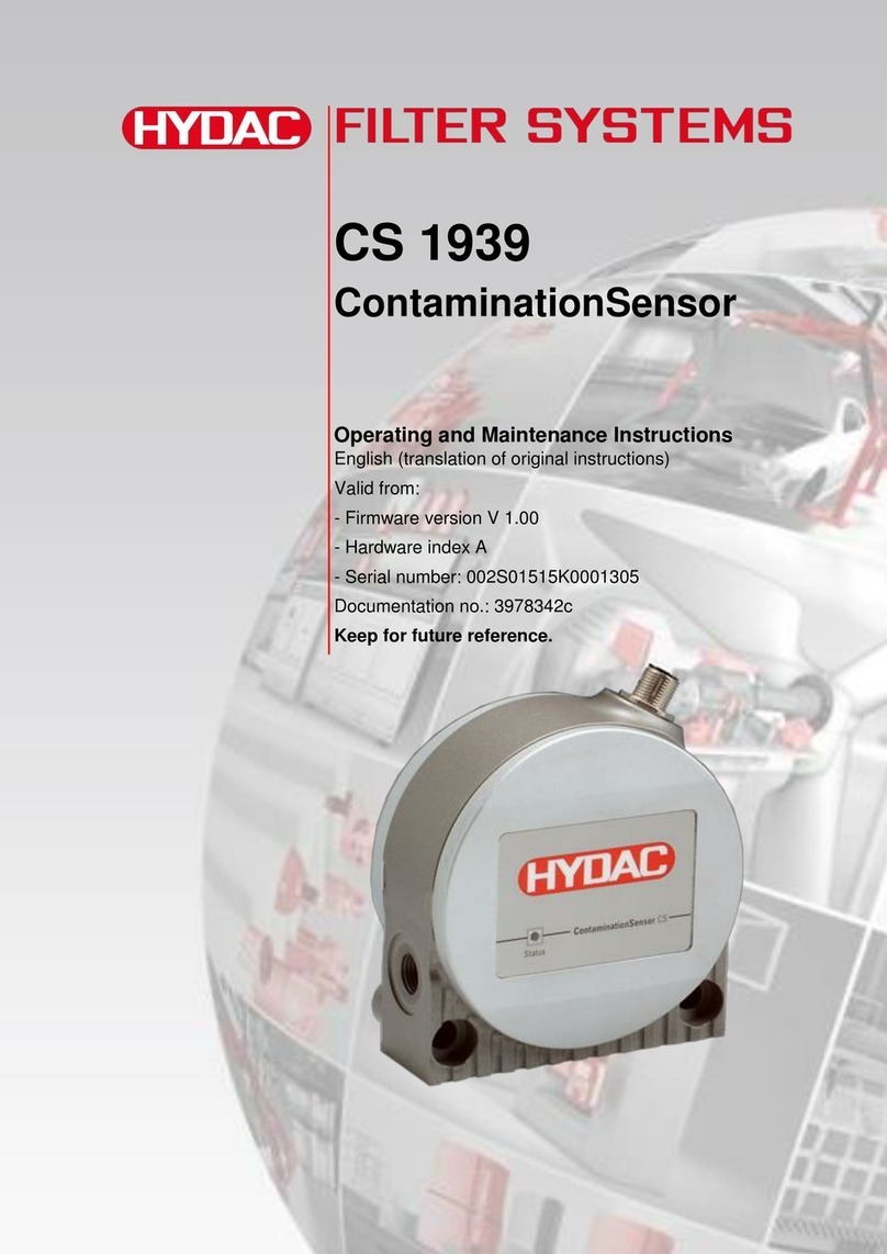 HYDAC FILTER SYSTEMS ContaminationSensor CS 1939 Series Operating and maintenance instructions HYDAC FILTER SYSTEMS ContaminationSensor CS 1939 Series Operating and maintenance instructions