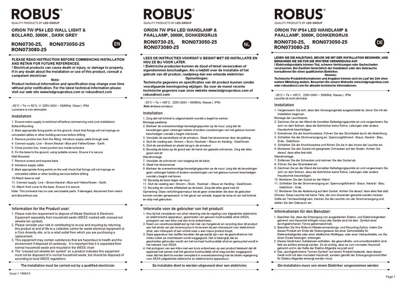LED Group ROBUS ORION RON0730-25 quick start guide