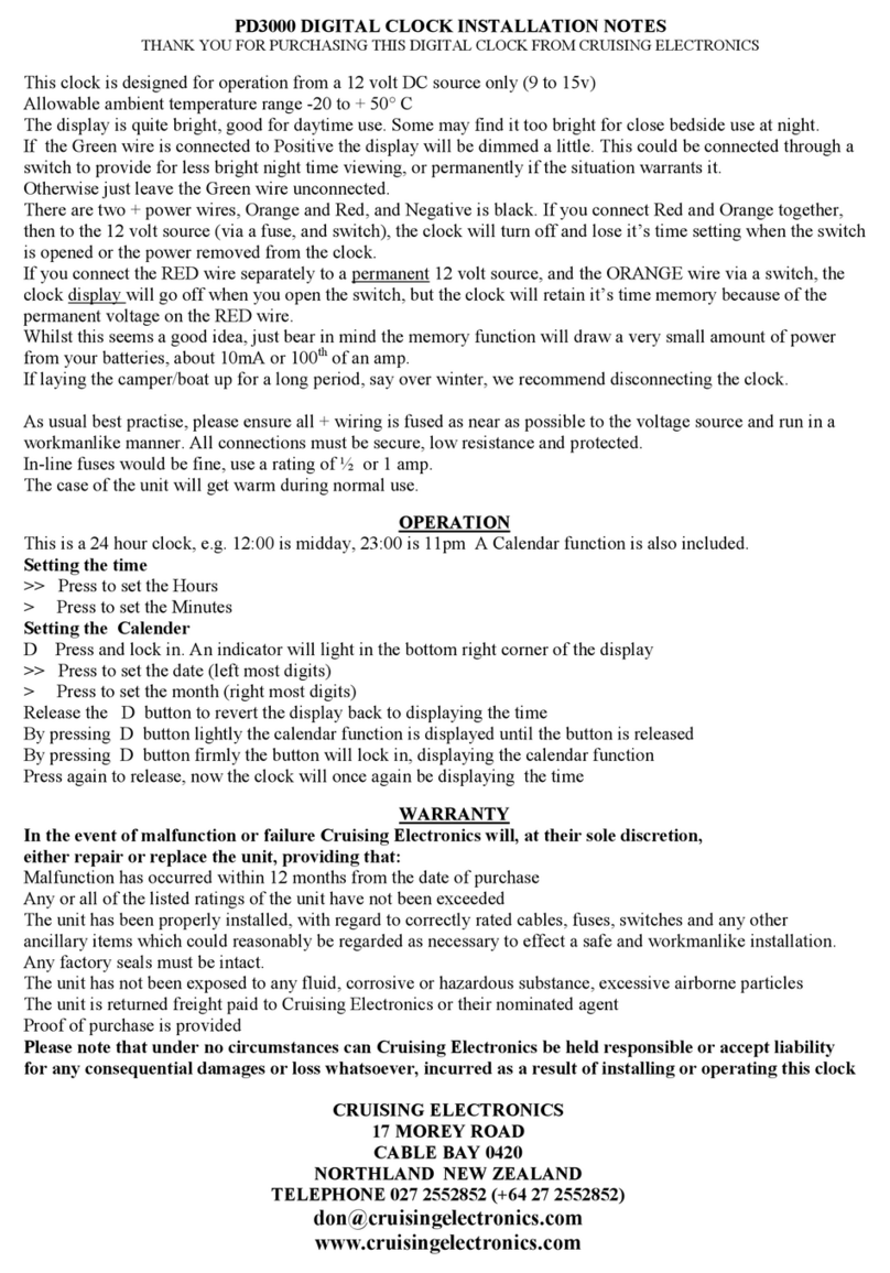 CRUISING ELECTRONICS PD3000 Installation notes