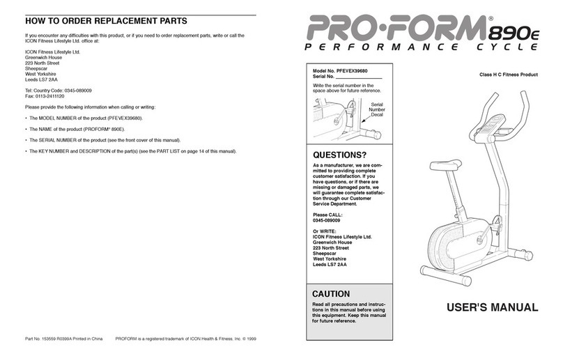 Pro-Form 890E user manual