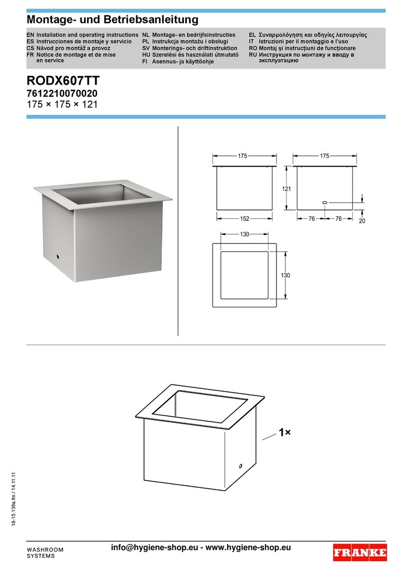 Franke RODAN RODX607TT Installation and operating instructions