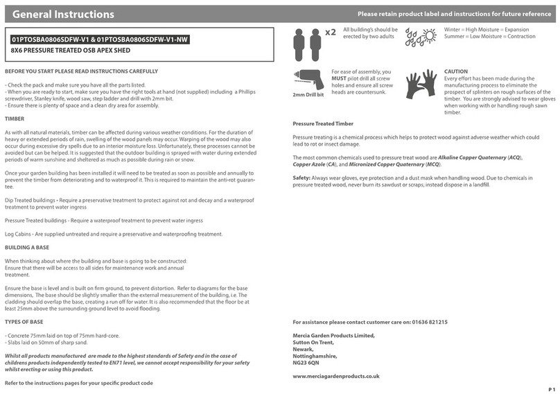 Mercia Garden Products 01PTOSBA0806SDFW-V1 Instruction manual