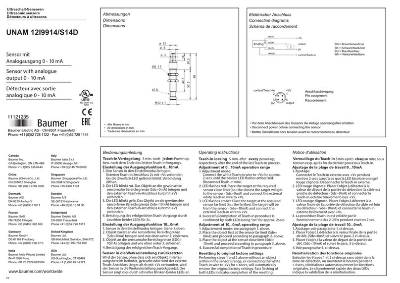 Baumer UNAM 12I9914/S14D User manual