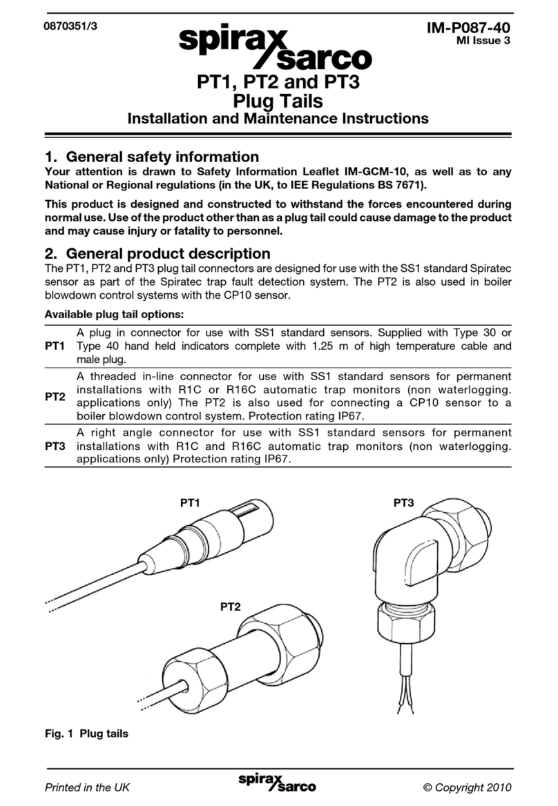 Spirax Sarco PT1 Installation and maintenance instructions
