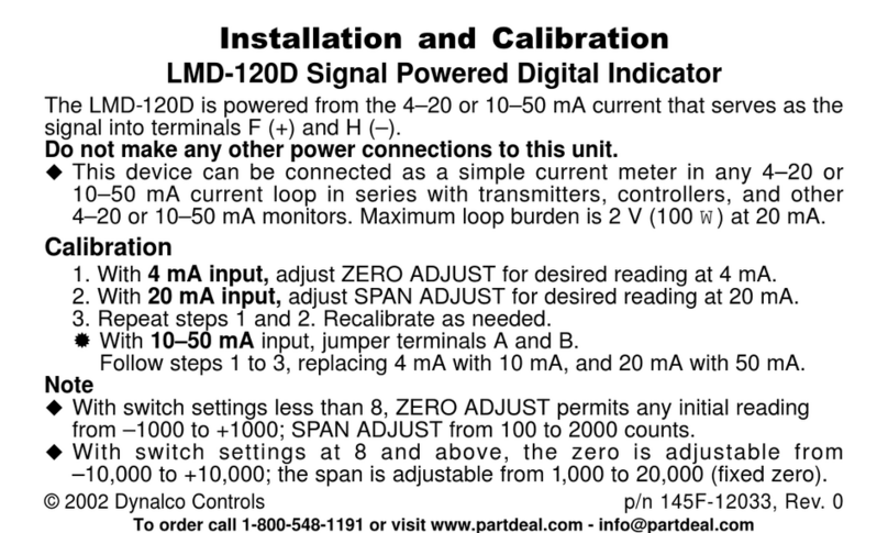 Crane DYNALCO CONTROLS LMD-120D Installation and Calibration