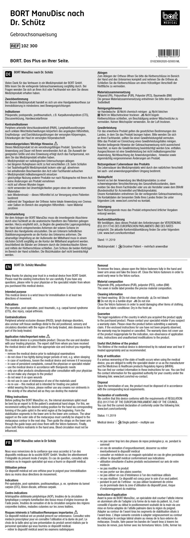 bort medical Dr. Schütz ManuDisc quick guide