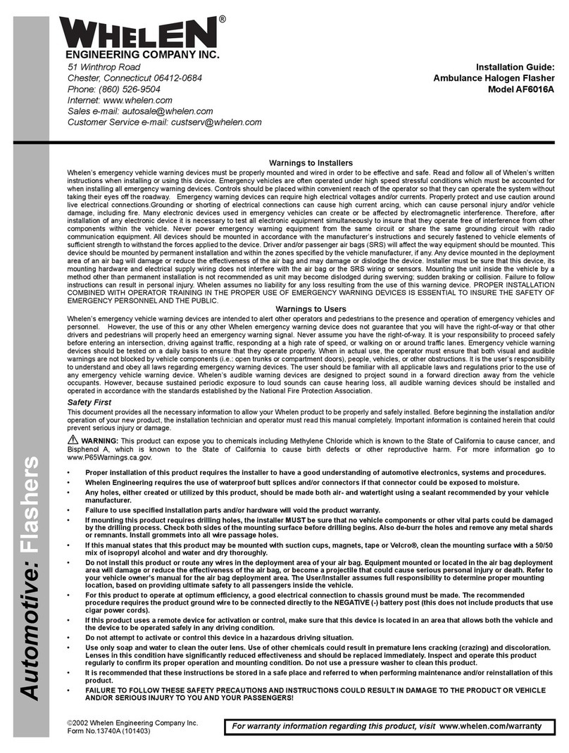 Whelen Engineering Company AF6016A installation guide Whelen Engineering Company AF6016A installation guide