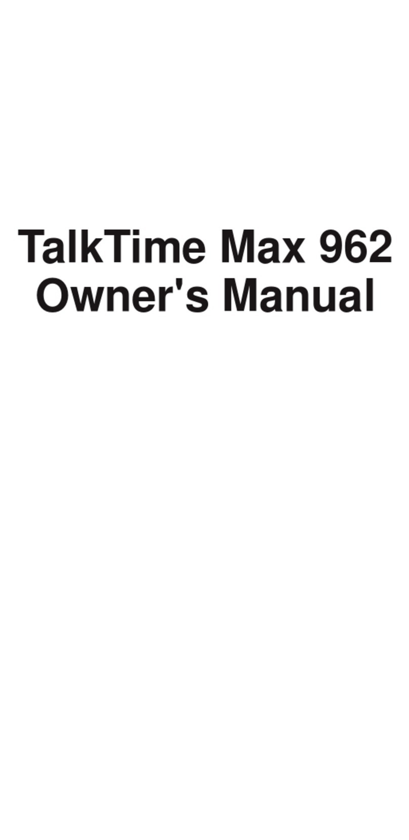 NEC TalkTime Max 962 owner's manual