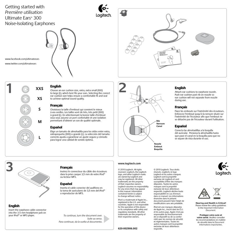 Logitech Ultimate Ears 300 quick start guide