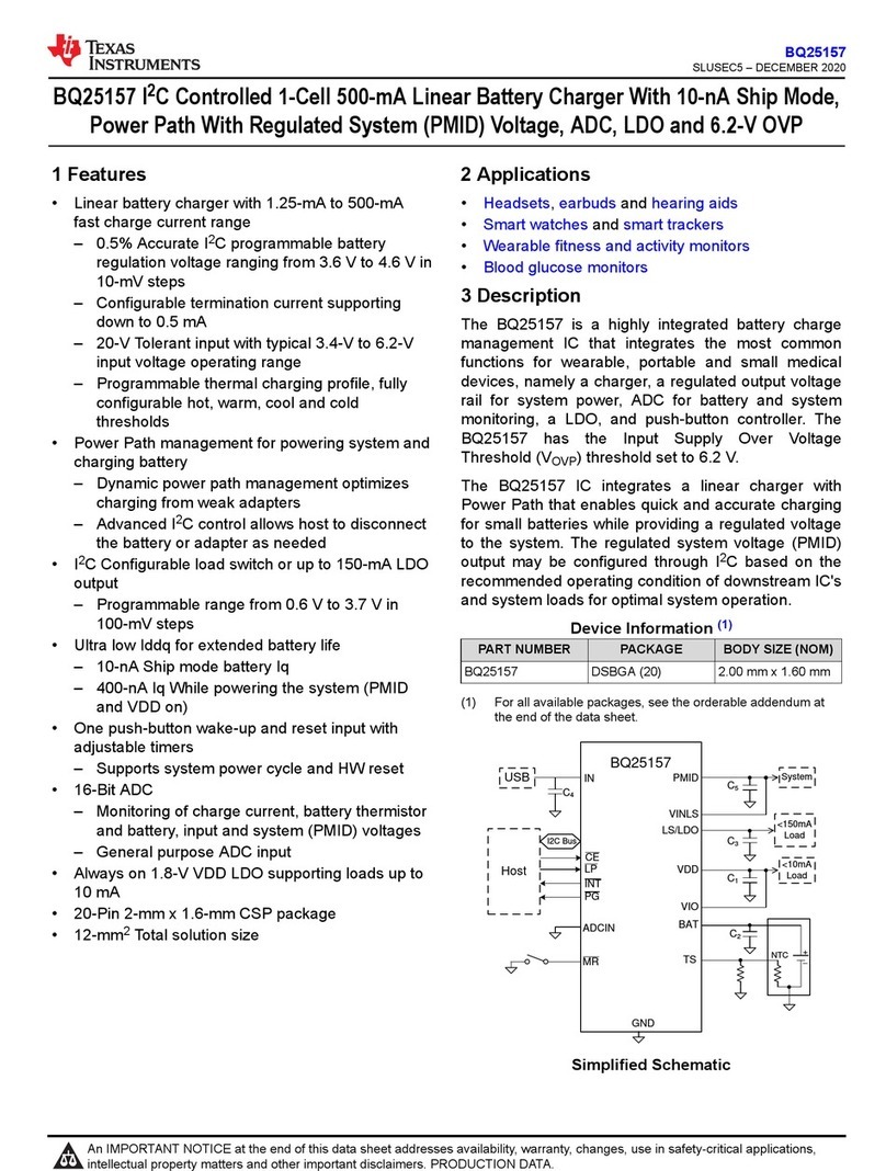 Texas Instruments BQ25157 User manual Texas Instruments BQ25157 User manual