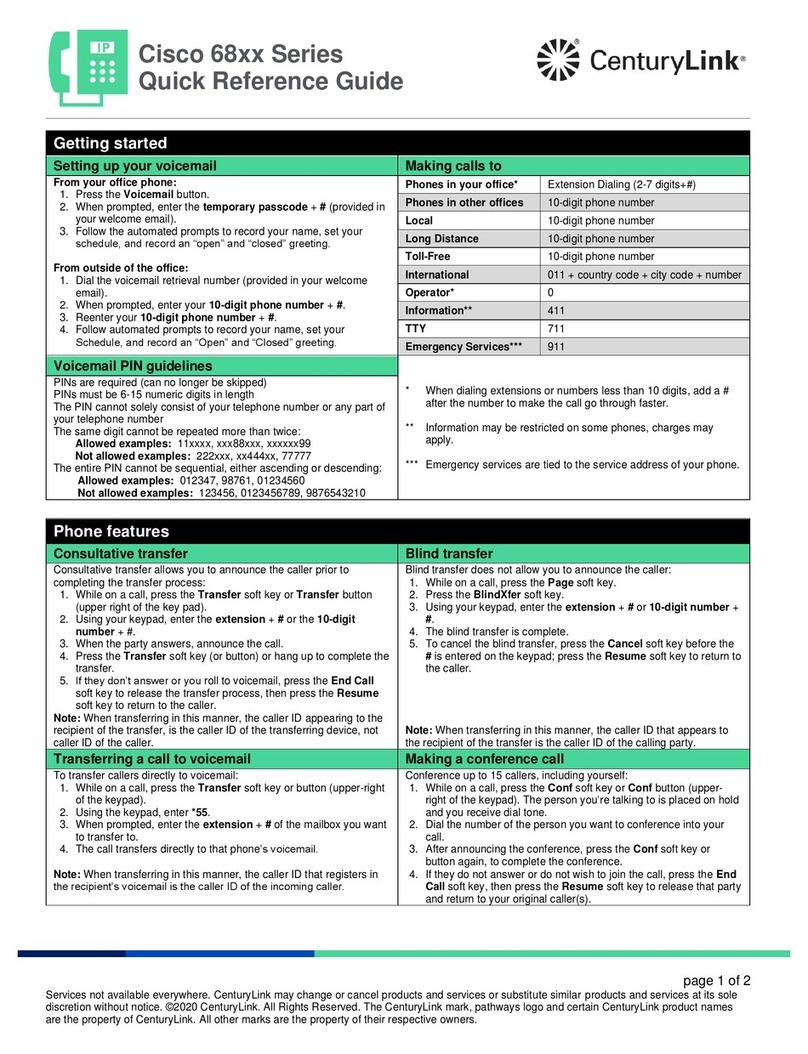 CenturyLink Cisco 68 Series Quick reference guide