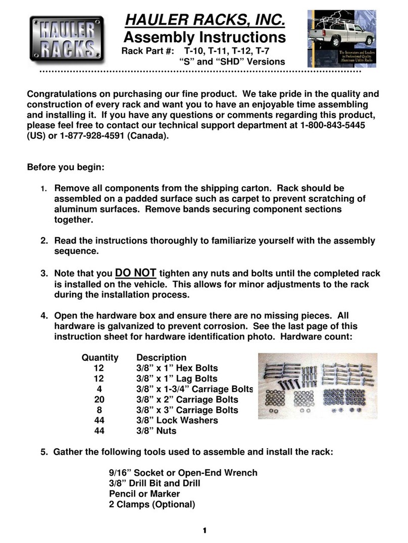 Hauler Racks T-10 User manual Hauler Racks T-10 User manual