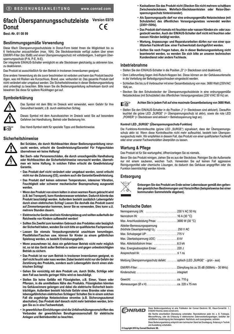 Conrad Electronic 61 08 99 operating instructions