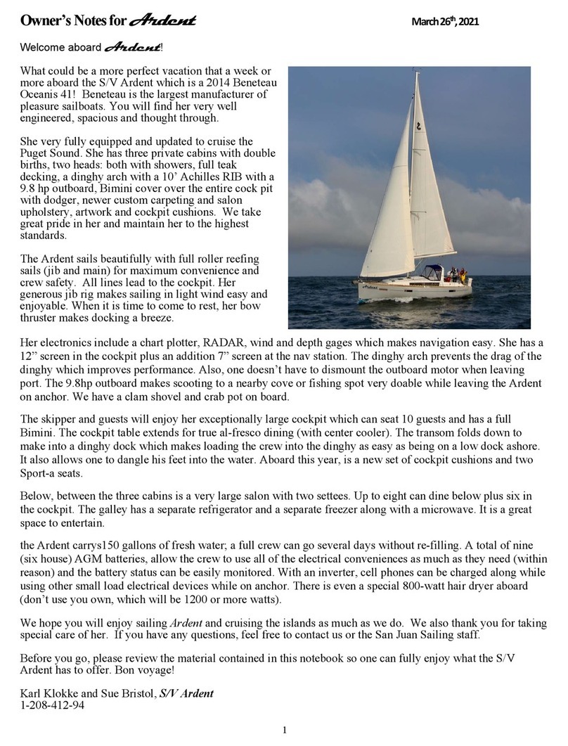 Ardent Beneteau Oceanis 41 Owners’ Notes