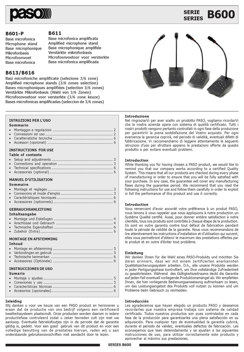 Paso B600 Series Instructions for use