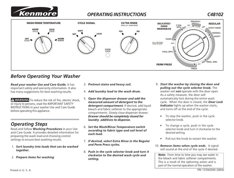 Kenmore C48102 operating instructions